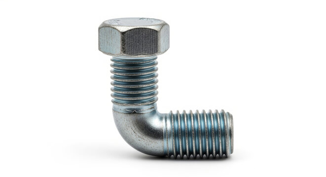 Metal bent bolt with hexagonal head and threaded body  