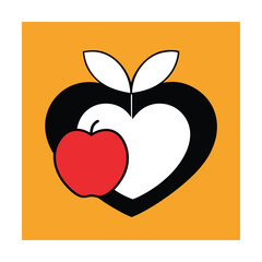 Red apple heart icon