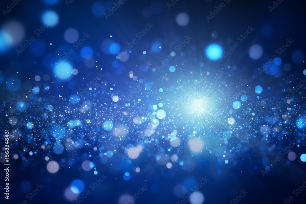 Aufkleber abstract blue bokeh background with glowing particles creating festive christmas atmosphere