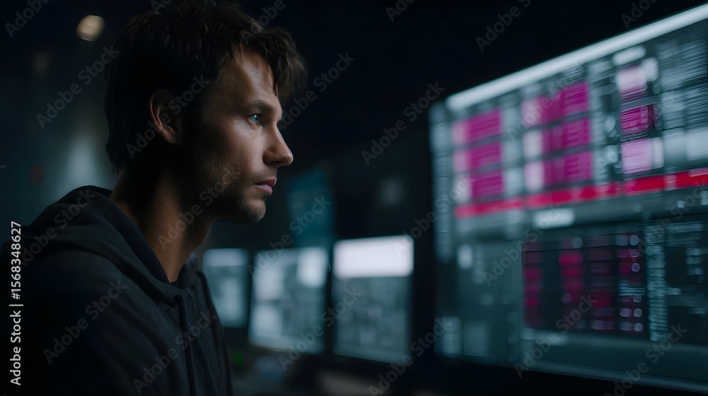 Poster digital inventory system displayed on screens in a control room