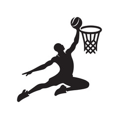 basketball slam dunk vector silhouette clip art logo design illustration