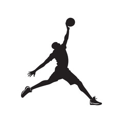 basketball slam dunk vector silhouette clip art logo design illustration