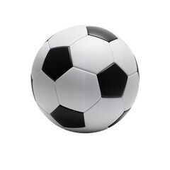 Fototapeta premium Classic Soccer Ball with Black and White Panels Against White Background, Symbolizing Sportsmanship, Teamwork, and Global Appeal
