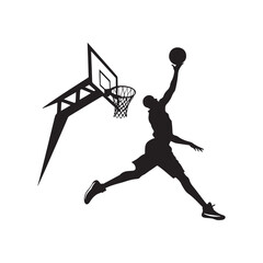 basketball slam dunk vector silhouette clip art logo design illustration