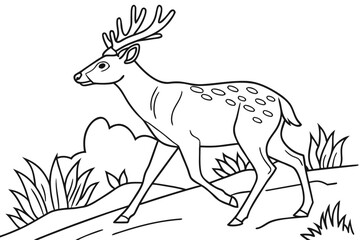 coloring page line art the deer black vector
