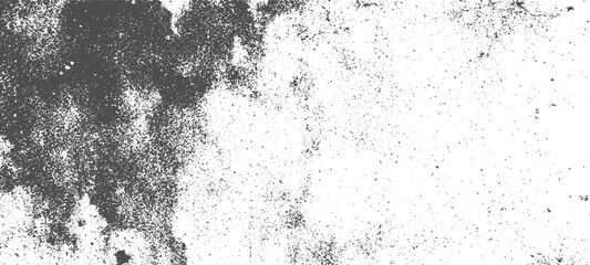 Grainy grunge photo filter background. Black particles, fibers and flecks wallpaper. Vintage rough dirt dotted overlay. Vector sandy gritty template.
