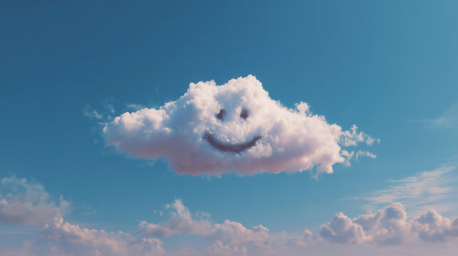 Summer cloud shaped like giant smile emoji - Powered by Adobe