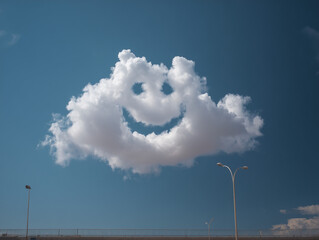 Summer cloud shaped like giant smile emoji
