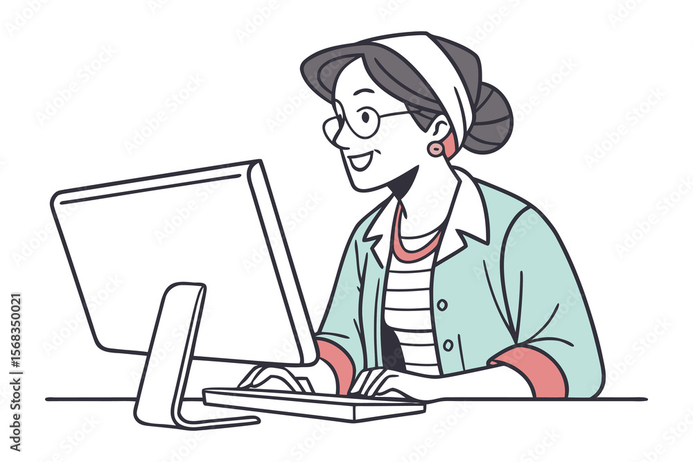 Poster efficiency on the computer: a focused individual in a moment of technological innovation and effortl