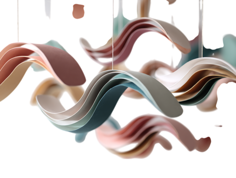  Pastel Layered Paper Mobile Hanging Art on white background 