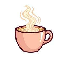 Obraz premium Hot coffee cup with steam on a white background for bakery design 