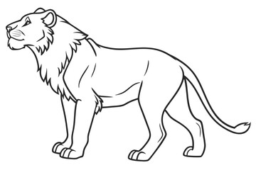 coloring page line art the lion black vector