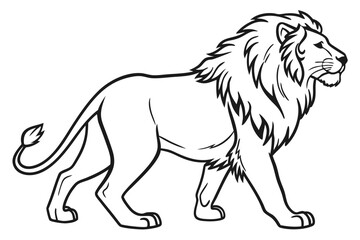 coloring page line art the lion black vector