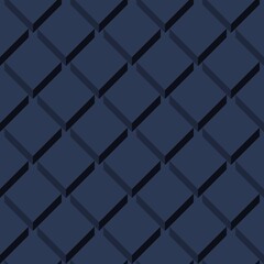A geometric pattern features a series of interlocking diamond shapes in shades of blue. The consistent repetition and shading provide a sense of depth and symmetry.