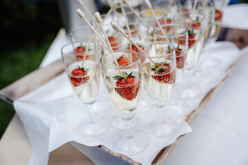 Champagne reception at a wedding
