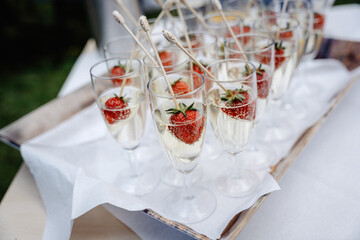 Champagne reception at a wedding