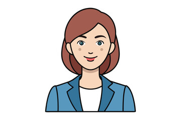 Fototapeta premium Confident Professional Woman Portrait: A stylized illustration of a poised woman with a warm smile. She is dressed in a smart attire, conveying confidence and approachability.