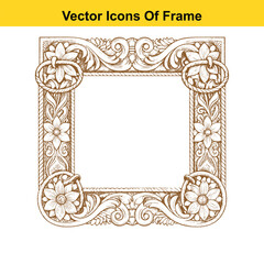 Rectangular Western Ornamental Frame with Longhorn Skull – Vintage Line Art Vector