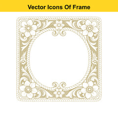 Rectangular Western Ornamental Frame with Longhorn Skull – Vintage Line Art Vector