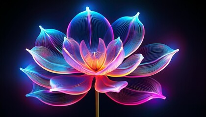 abstract neon flower with glowing petals
