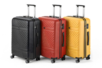 Three travel suitcase isolated on white background