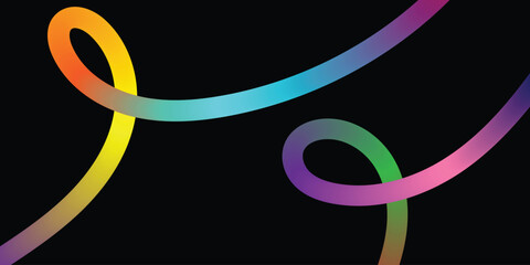 Vibrant Abstract Lines Intertwining on a Black Background. A dynamic image featuring interwoven, colorful lines in various shades of the rainbow against a solid black backdrop.