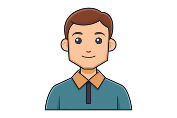 Cheerful Character Portrait: A charming cartoon illustration of a young person, designed with a simplistic style and cheerful expression.  Showcasing elements of youthfulness.