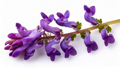 hollowroot corydalis cava isolate on a white background clipping path no shadows corydalis cava violet spring flowers of corydalis macro close up