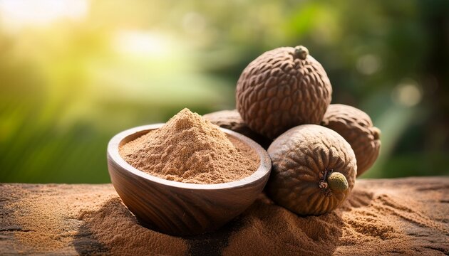 monkey fruit or artocarpus lacucha buch ham fruits and powder on natural background