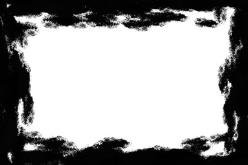 black grungy ink frame container, transparent background