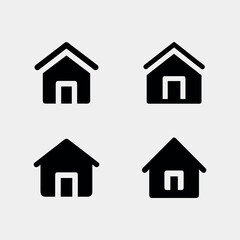 Simple Home Icon Set Four Variations of House Symbols for Design Projects