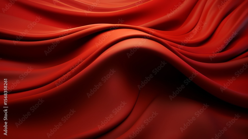 Poster red fabric with a wave pattern. the wave pattern is very prominent and the fabric is flowing