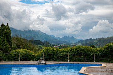 Scenic Mountain View of the picos de europa in spain with Swimming Pool