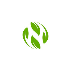 N Green Leaf logo icon. floral, field, natural, organic, ecology, herbal, bio