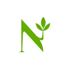 N Green Leaf logo icon. healthy, agriculture, green, abstract, flower, garden, corporate logo, company logo