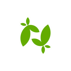 N Green Leaf logo icon. natural, organic, tree, spring, floral