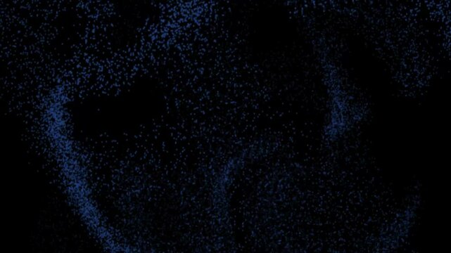 Looping particles shimmer gently. Distressed white grainy texture. Explosion in black and blue particles. Seamless soft motion in abstract space. loop shimmer, ambient motion.