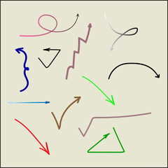 Hand drawn arrows set. Doodle sketch arrow collection