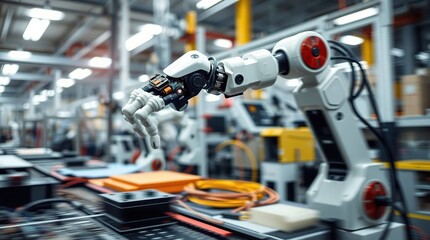 Automated arm assembles circuit board