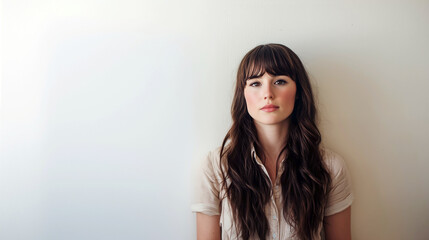 Woman Next to Blank Wall