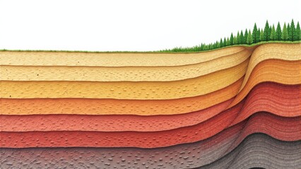 Natural layers of colorful soil reveal the beauty of the earth's geology at a unique location during bright daylight hours