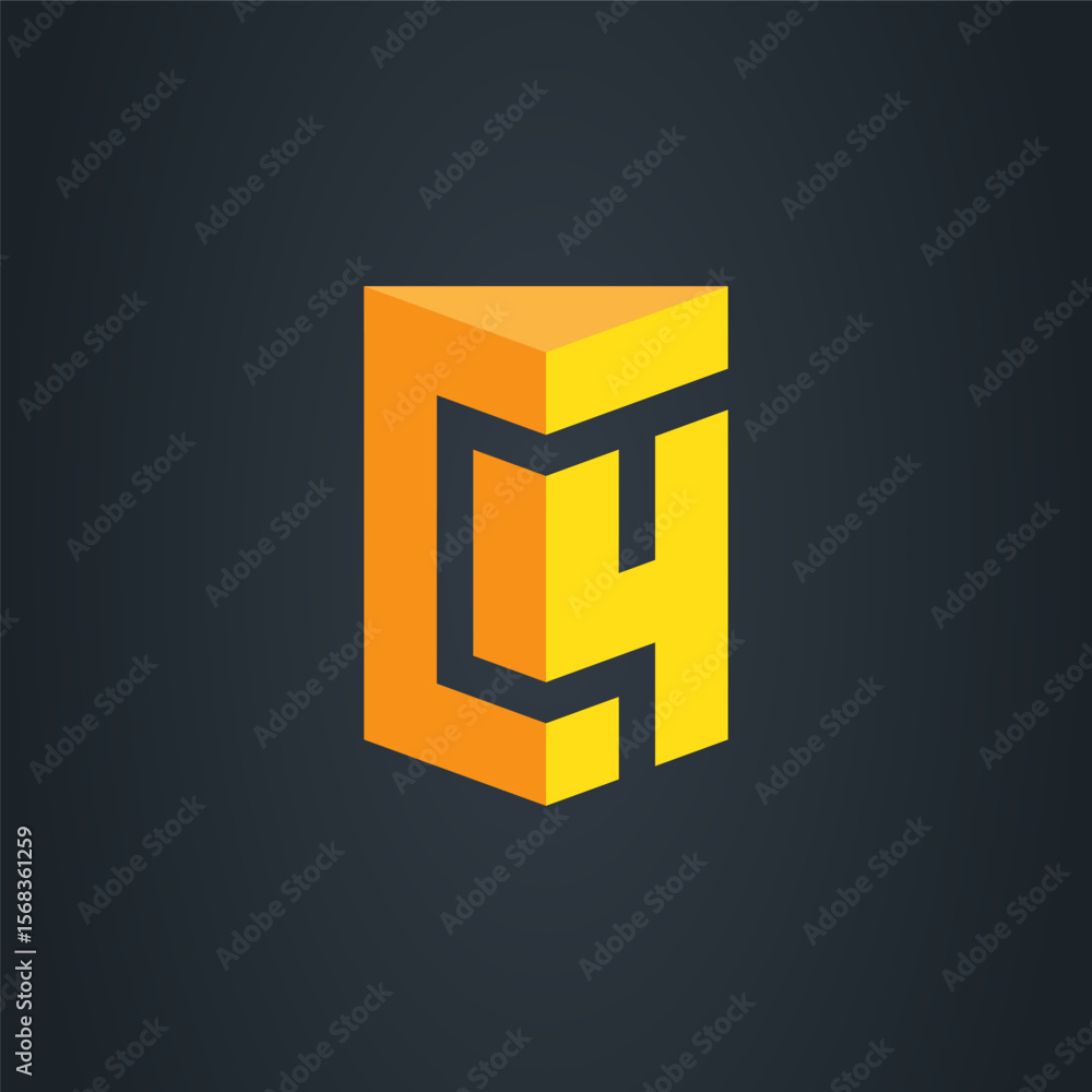 Poster c and 4 - logotype. c4 logo. design element or 3d icon.