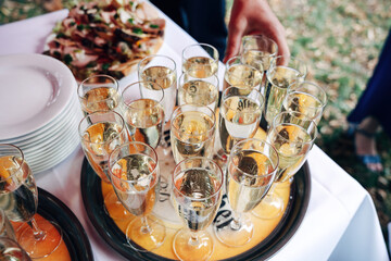 Champagne reception at a wedding