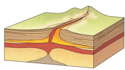 Understanding geological layers and formations in a scenic landscape