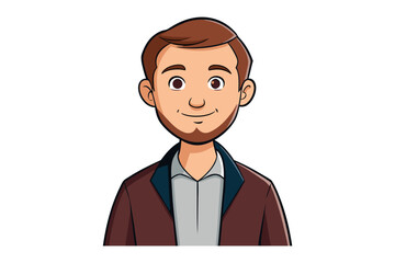 Smiling Professional Portrait: An upstanding and presentable man's head and shoulders are represented, exuding an impression of professionalism and competence.