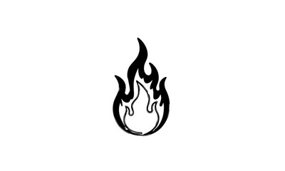 Grunge Fire Flame Icon – Crayon, Spray, and Doodle Style Heat Symbol Vector