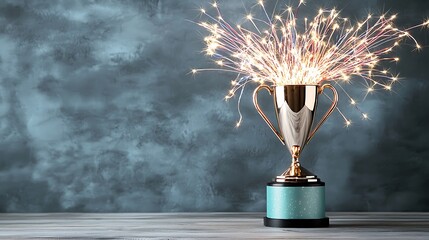 Celebration of victory neon trophy sparks joy in modern sports arena