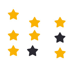 Obraz premium Rating Stars-Customer Feedback and Reviews-Gold and Black Star Icons-Service Quality Evaluation-Reputation Management-Online Score Ranking