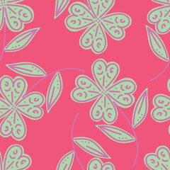 Hand drawn flowers. Seamless background with abstract cute flowers. Vector design ornament for paper; cover; fabric; interior decor; textile; fabric; wallpaper; surface design; label; packaging