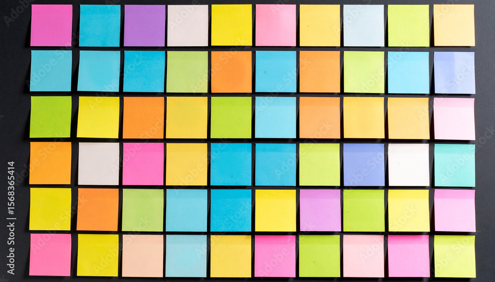 Poster vibrant array of colorful sticky notes organized in a grid